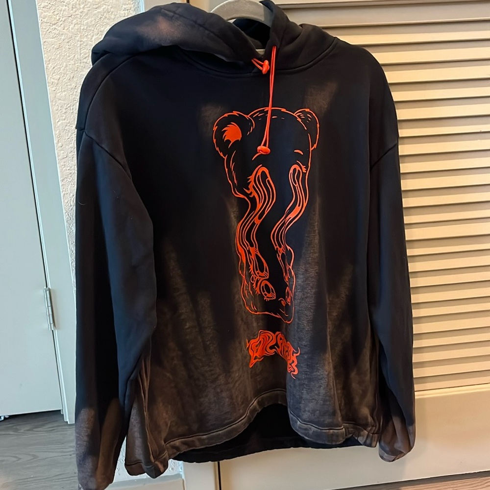 TEDDY FRESH BLACK BROWN RED BEAR DRIP HOODIE SWEATER JACKET XS UNISEX